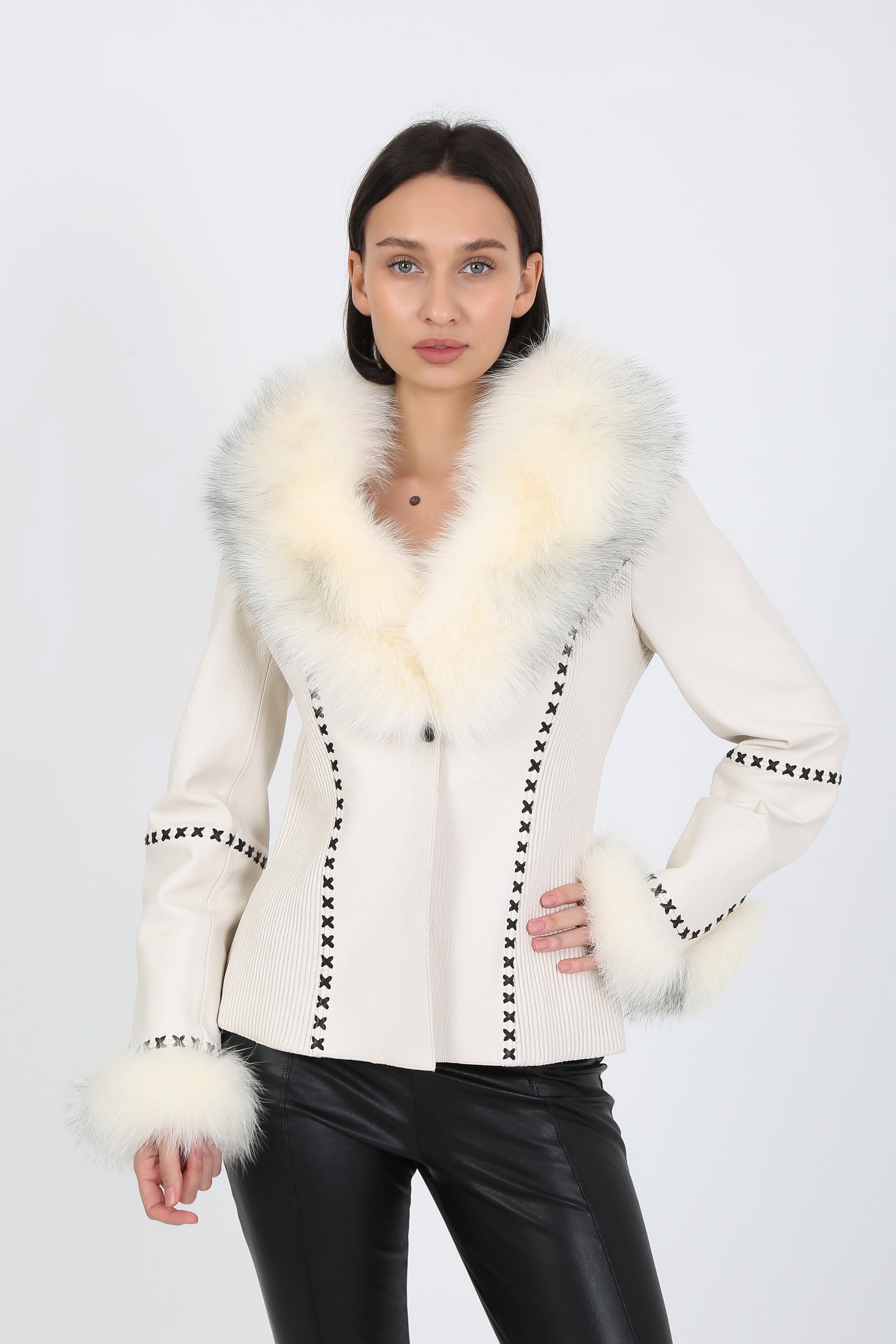 Ivory Majesty Leather Jacket