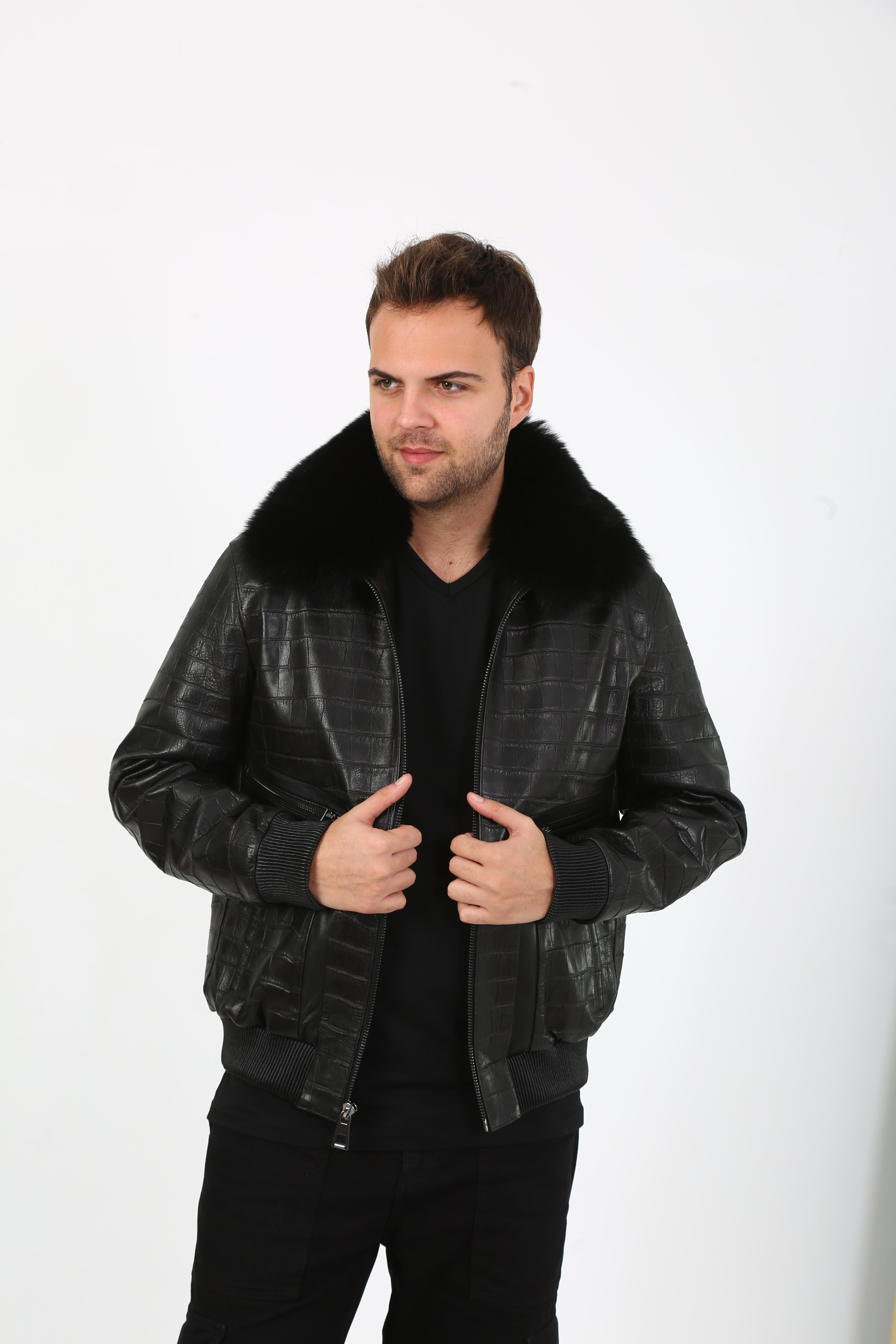 Arctic Luxe Bomber Leather Jacket
