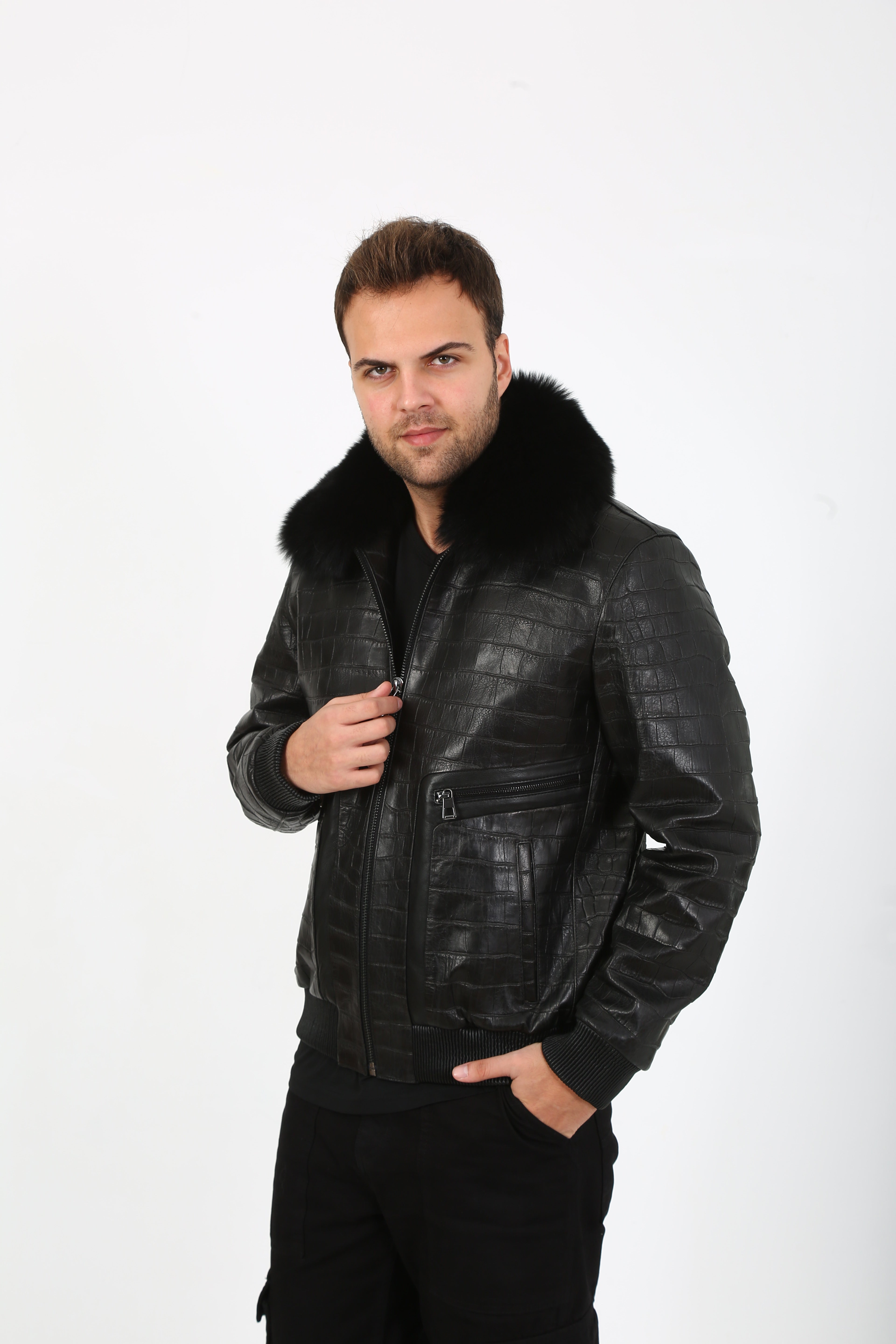Arctic Luxe Bomber Leather Jacket