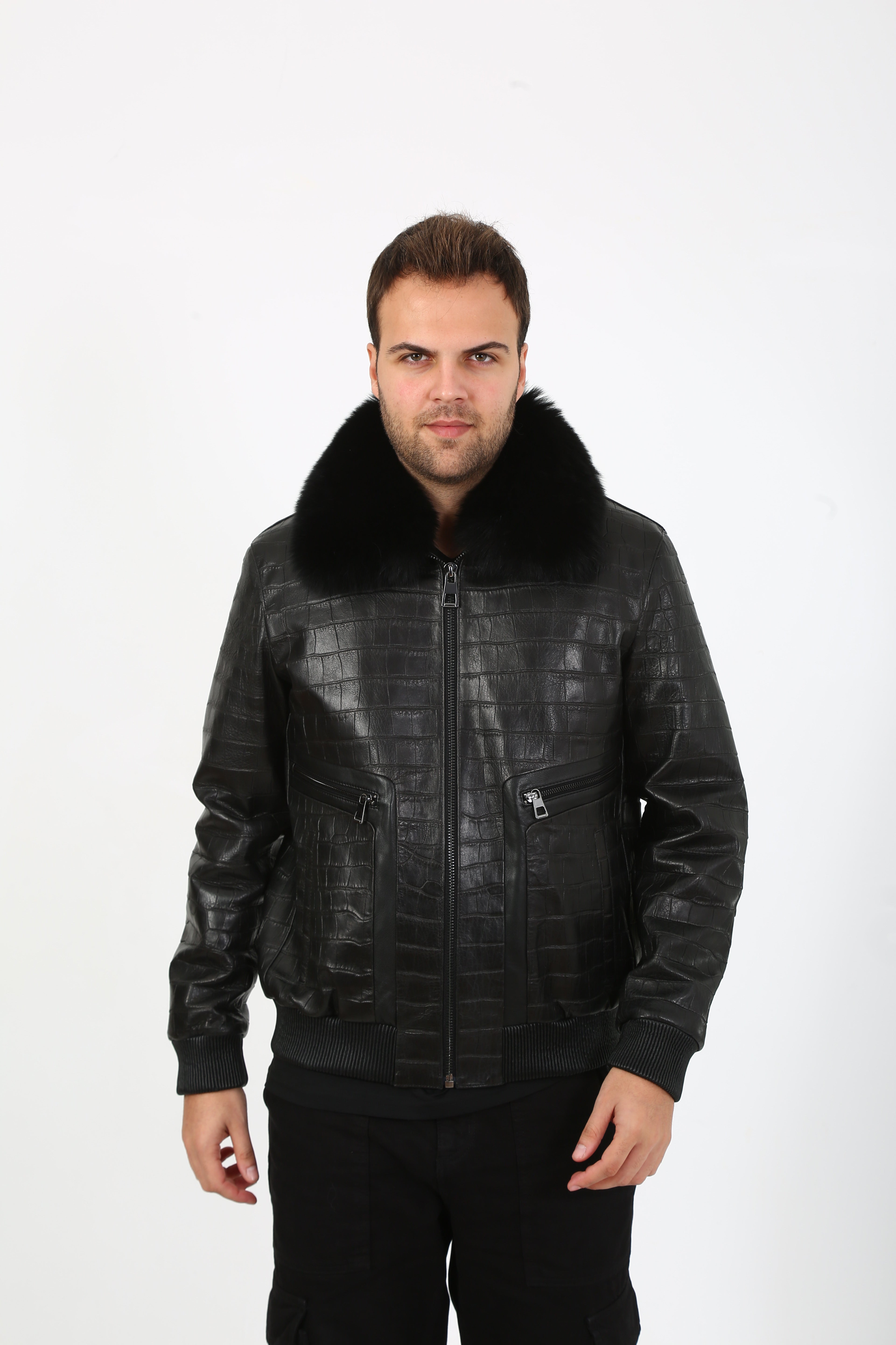 Arctic Luxe Bomber Leather Jacket