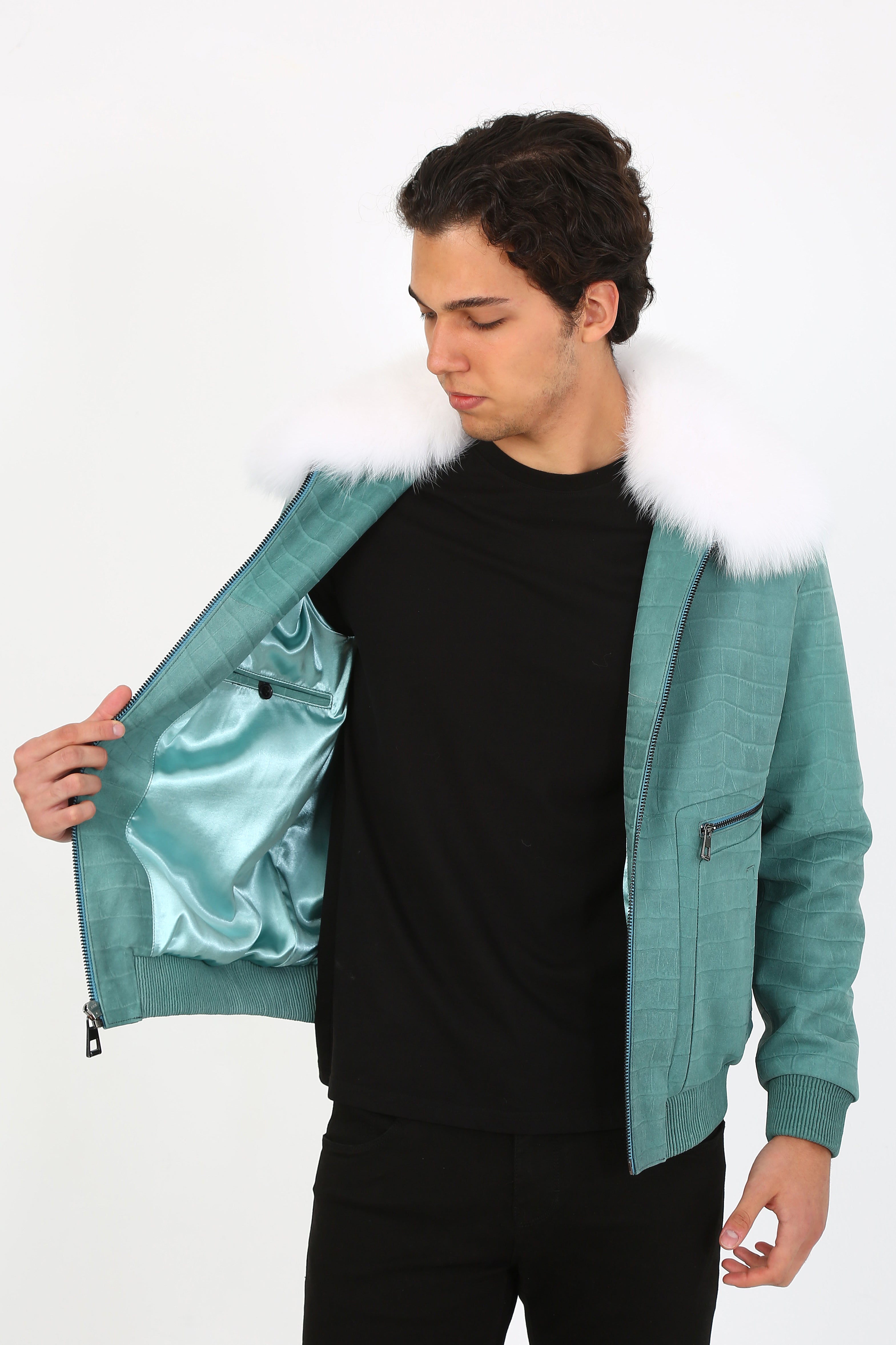 Arctic Luxe Bomber Leather Jacket