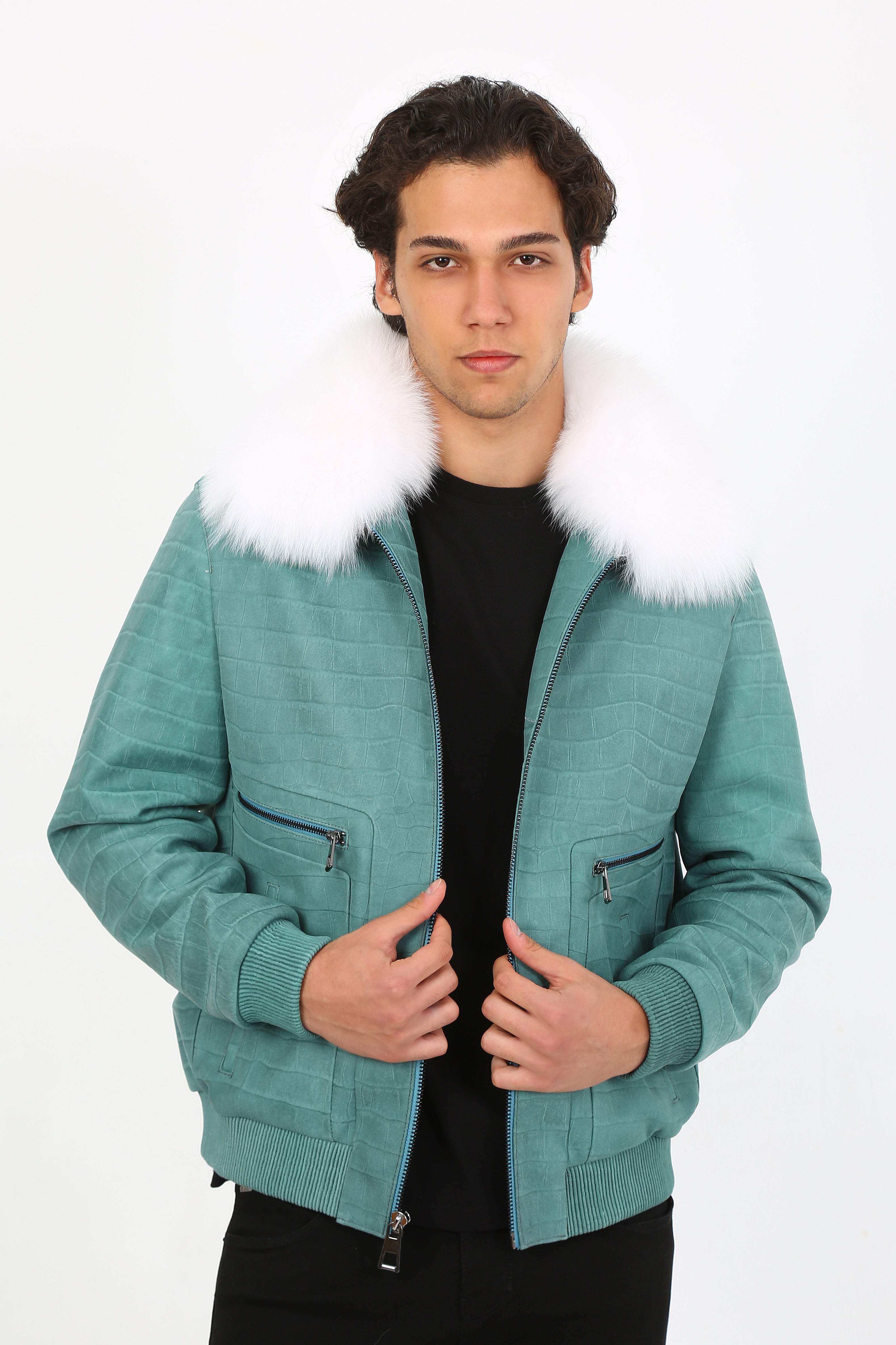 Arctic Luxe Bomber Leather Jacket