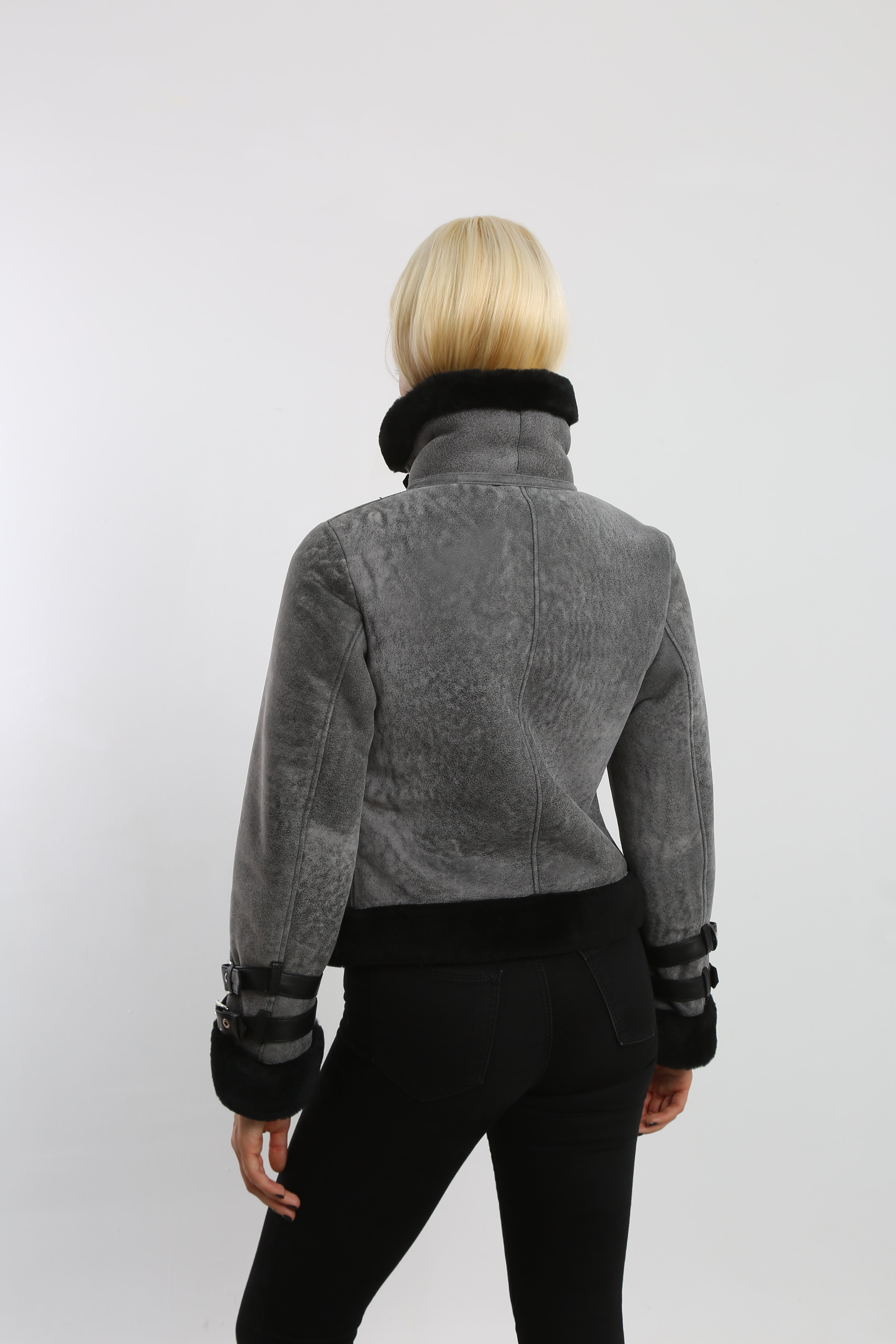 Silver Ice Shearling Coat