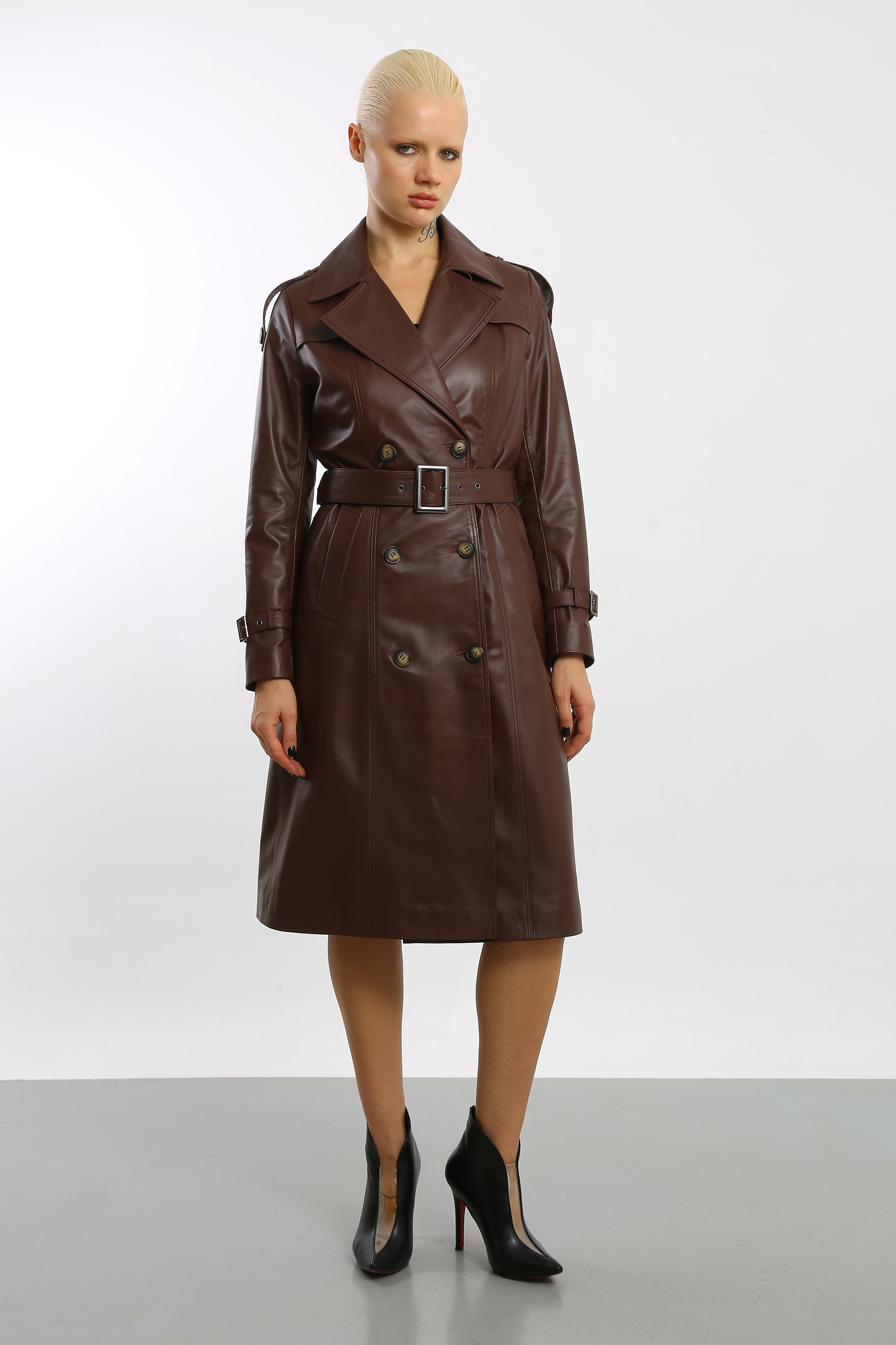 Prestige Vogue Leather Trench Coat