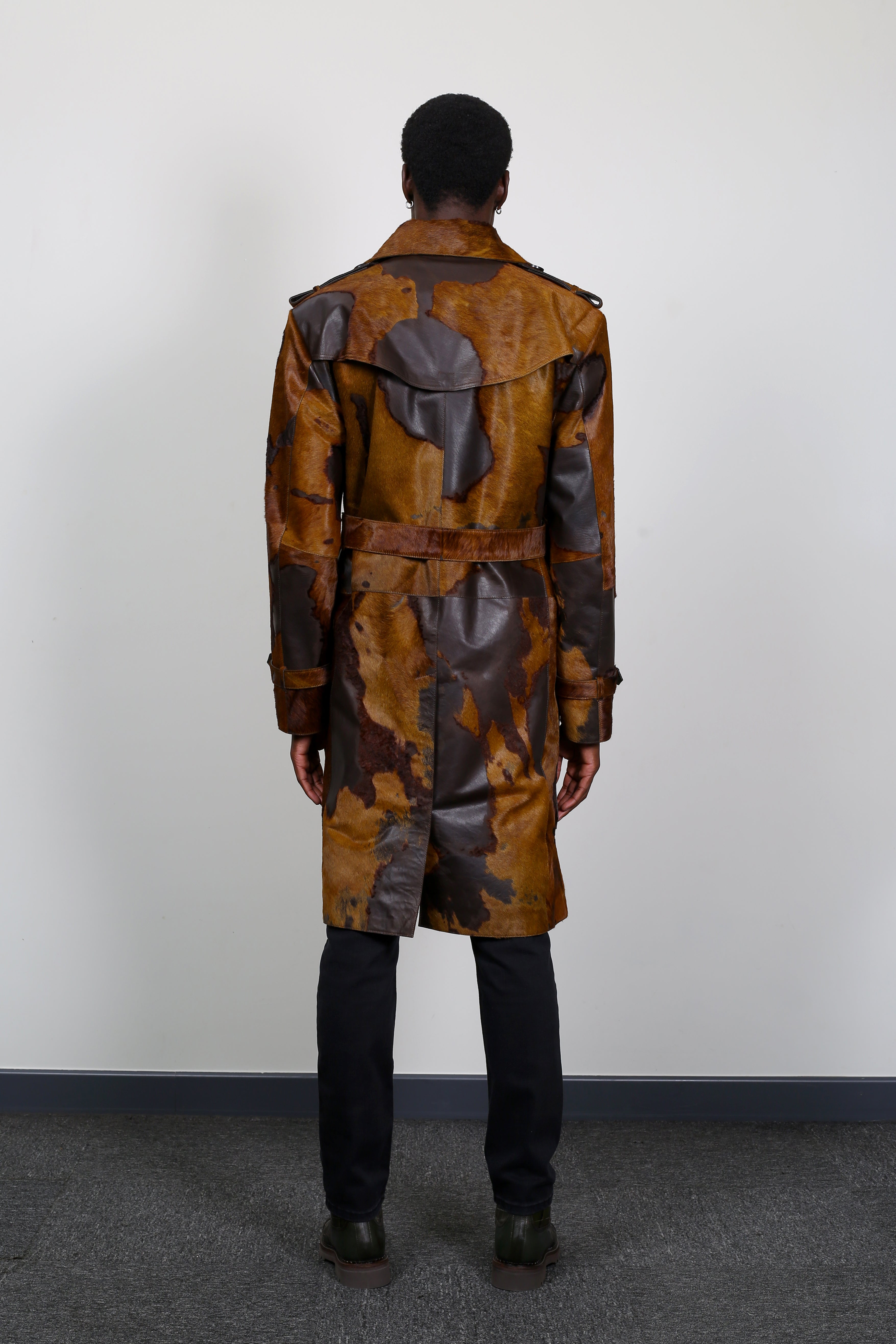 Nubian Flame Calf Hair Trench Coat