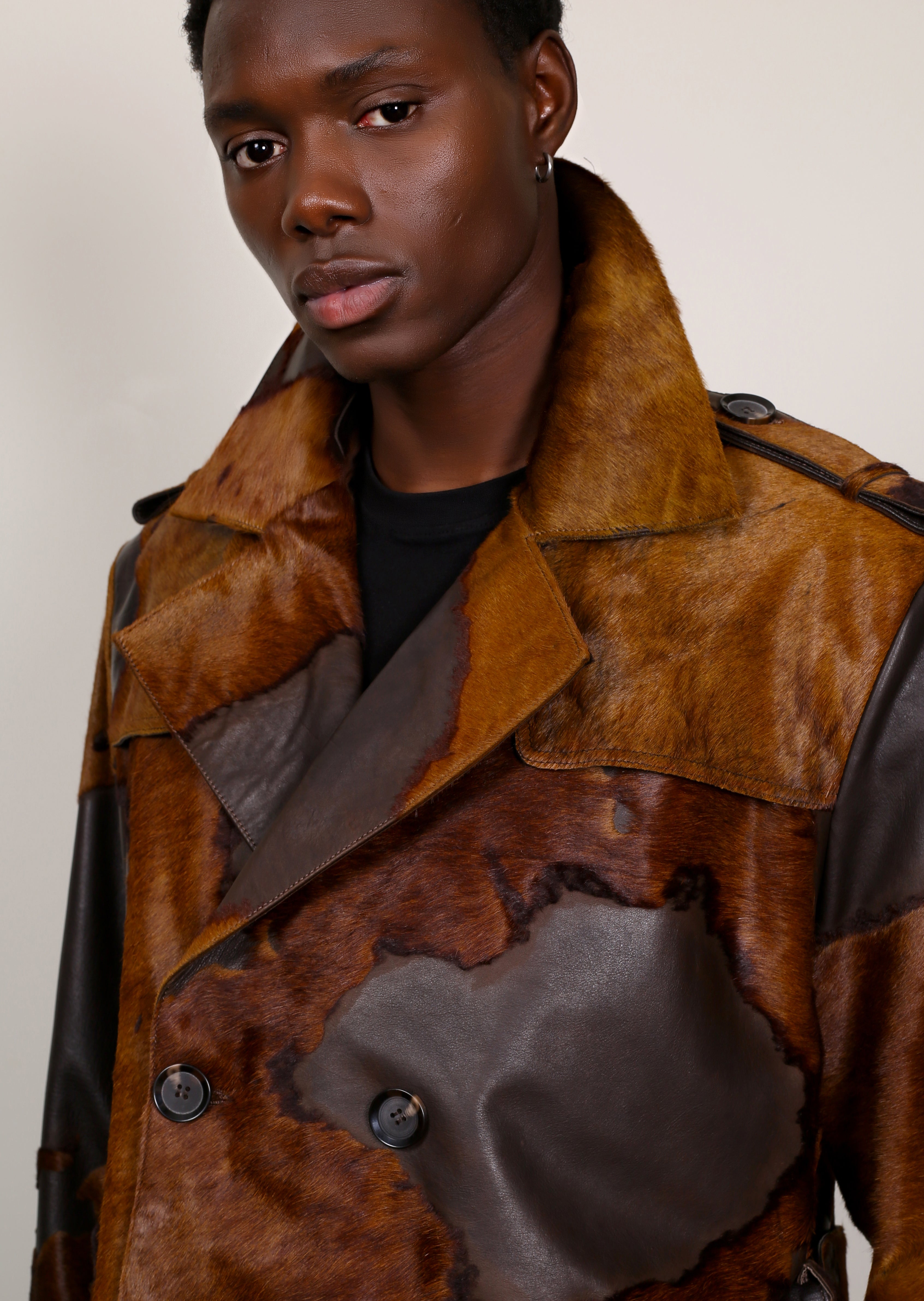 Nubian Flame Calf Hair Trench Coat