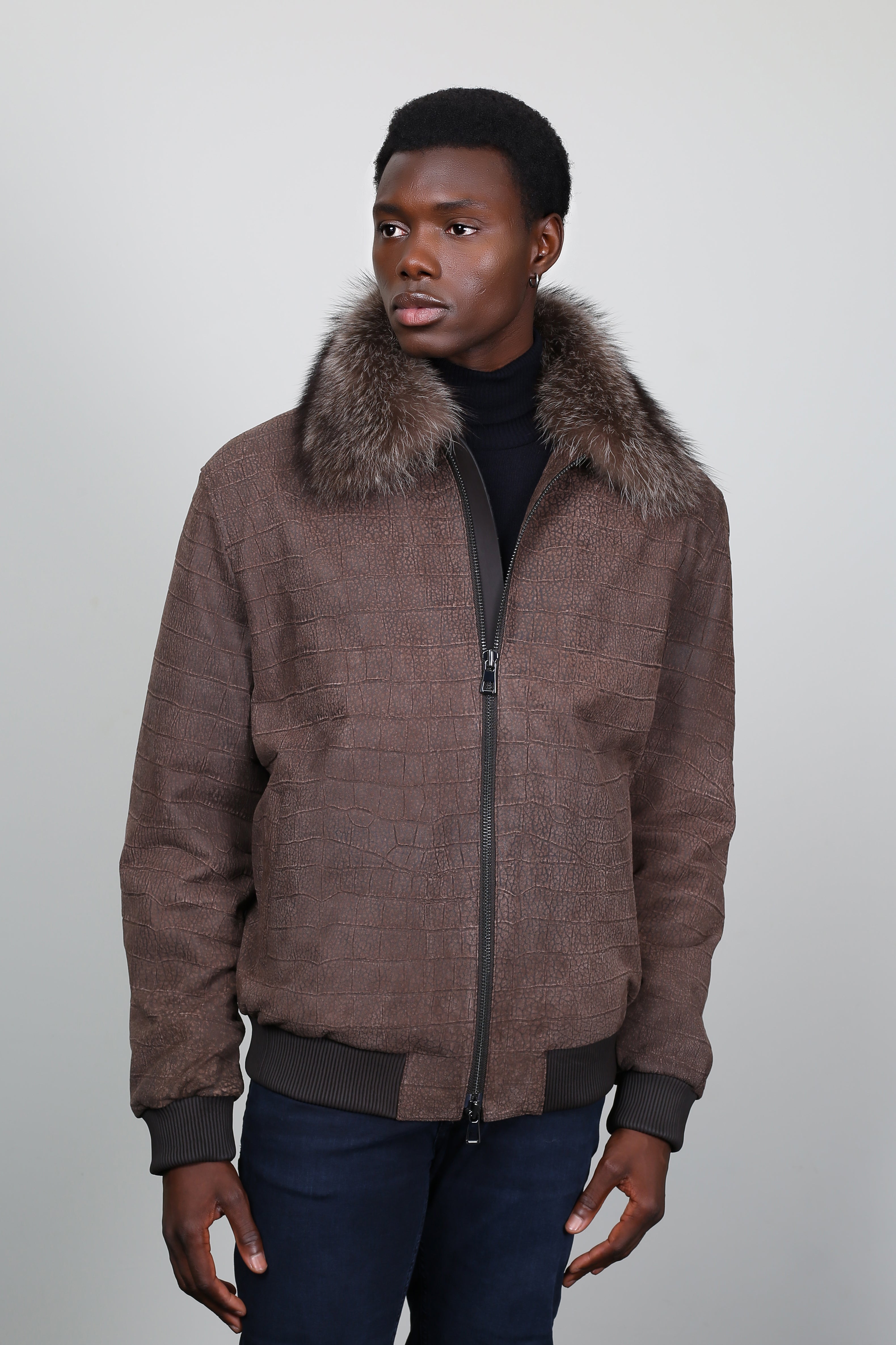 Verdant Croc Leather Jacket