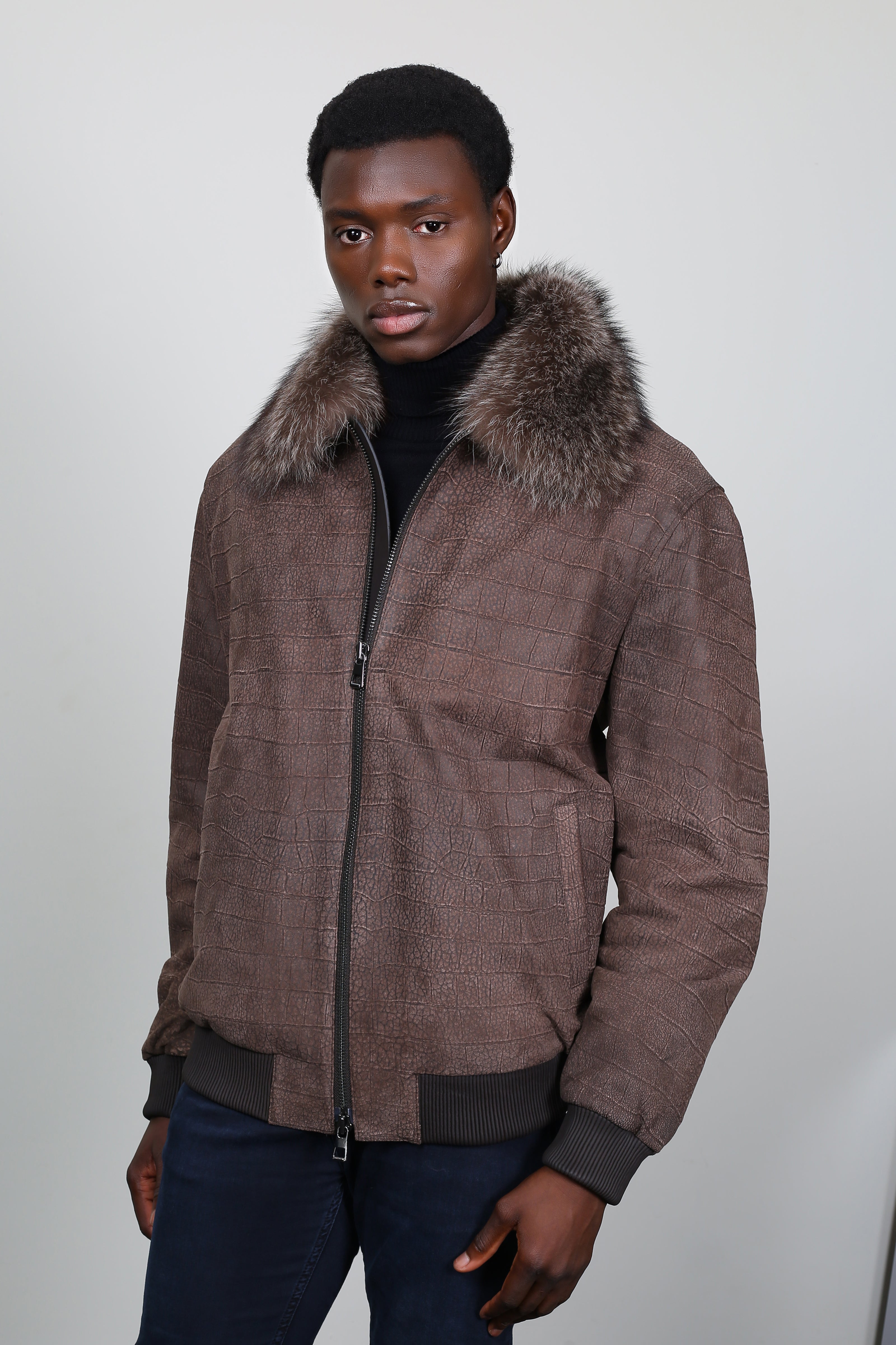 Verdant Croc Leather Jacket