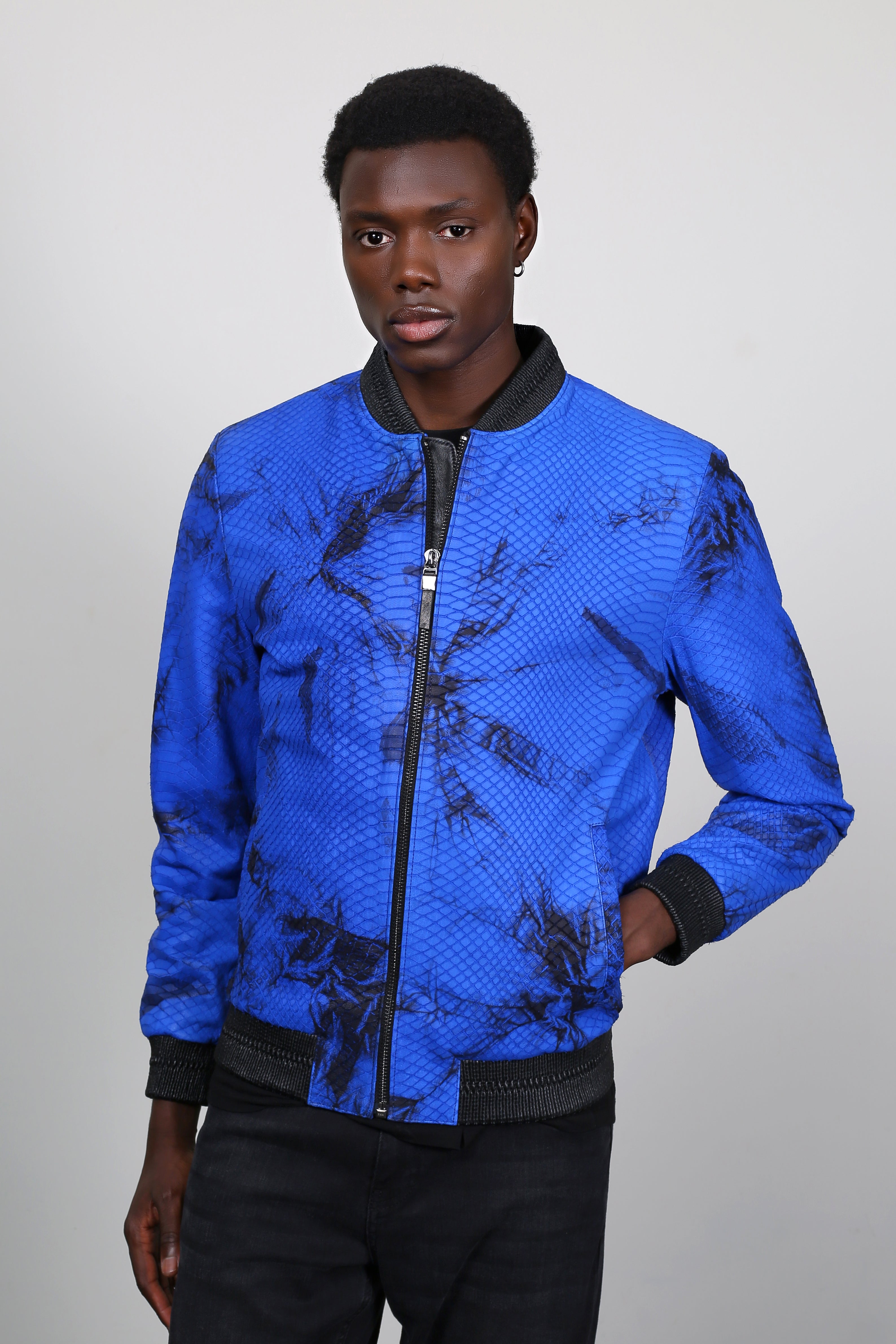 Azure Venom Suede Jacket
