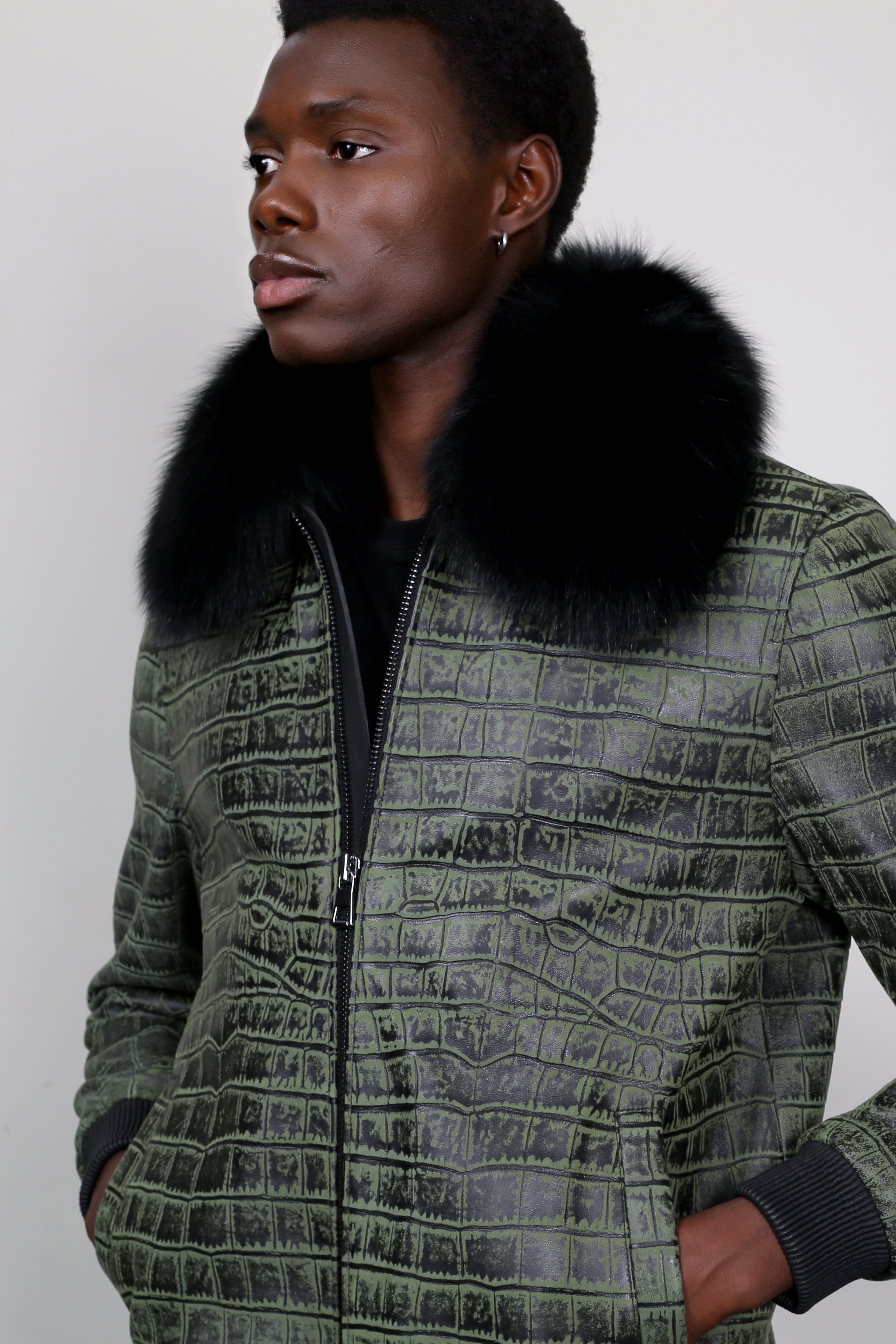 Verdant Croc Leather Jacket