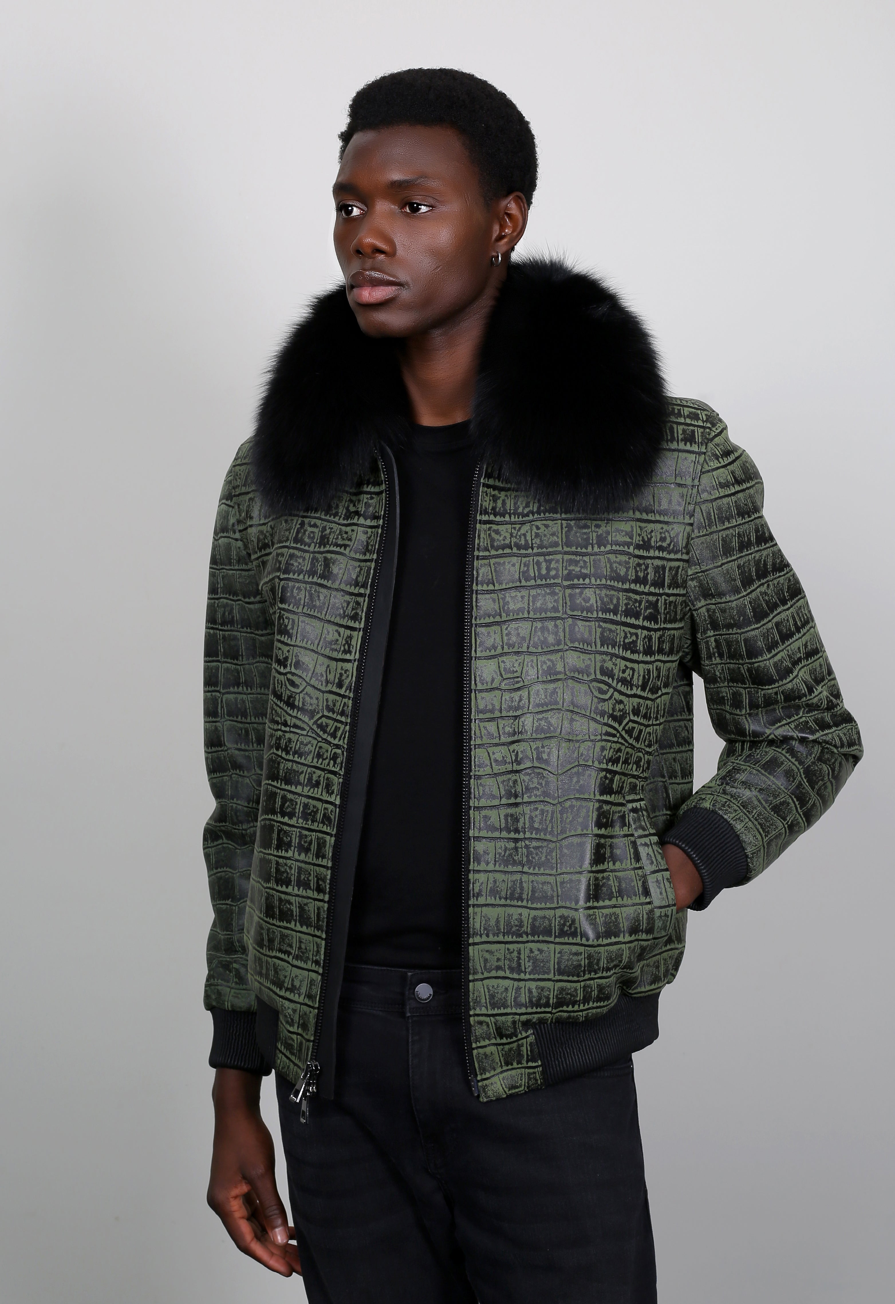 Verdant Croc Leather Jacket