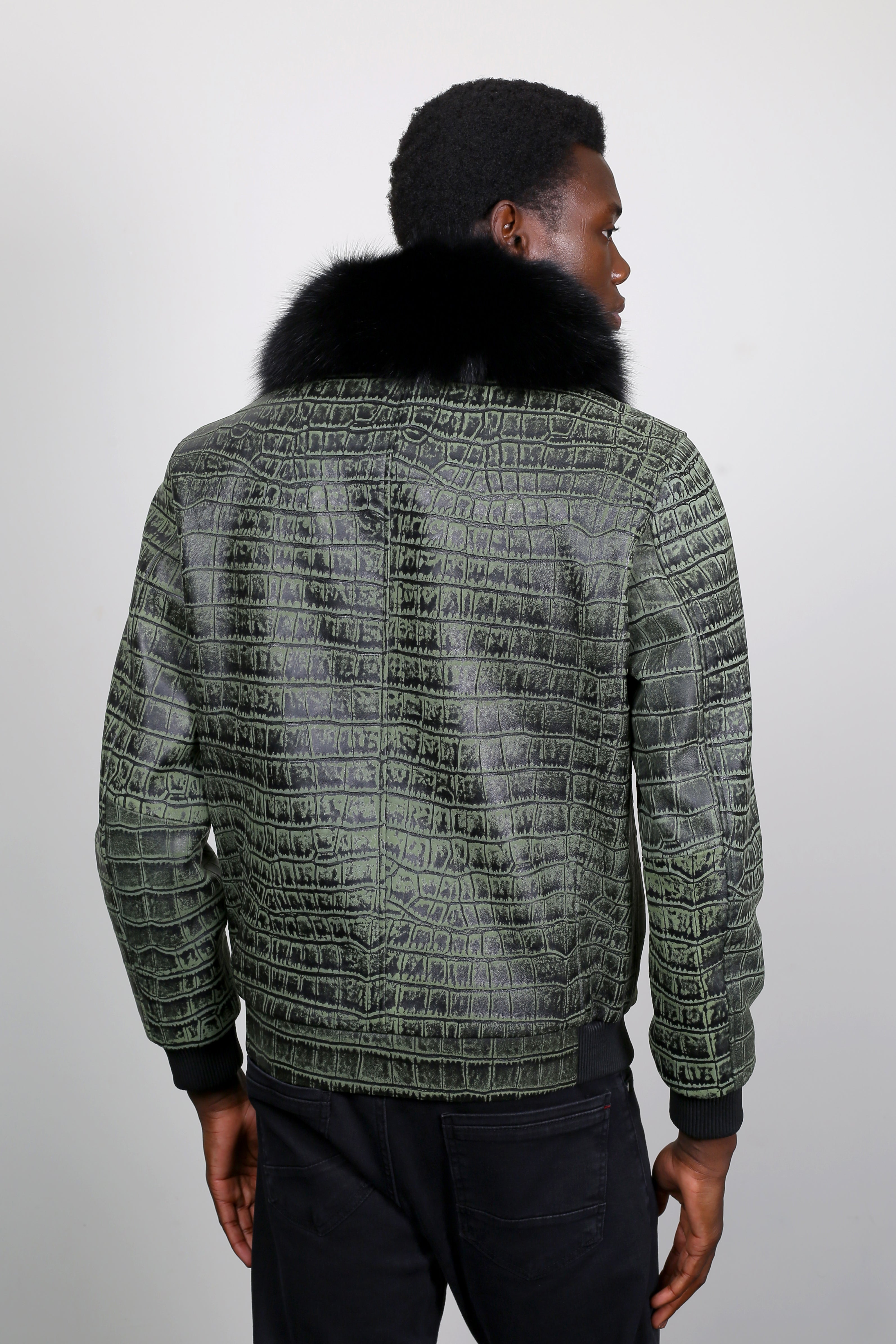 Verdant Croc Leather Jacket