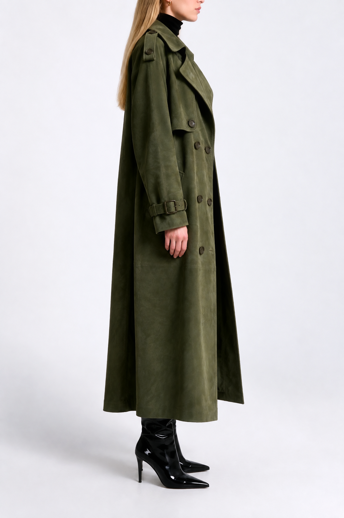 Elara Suede Trench Coat