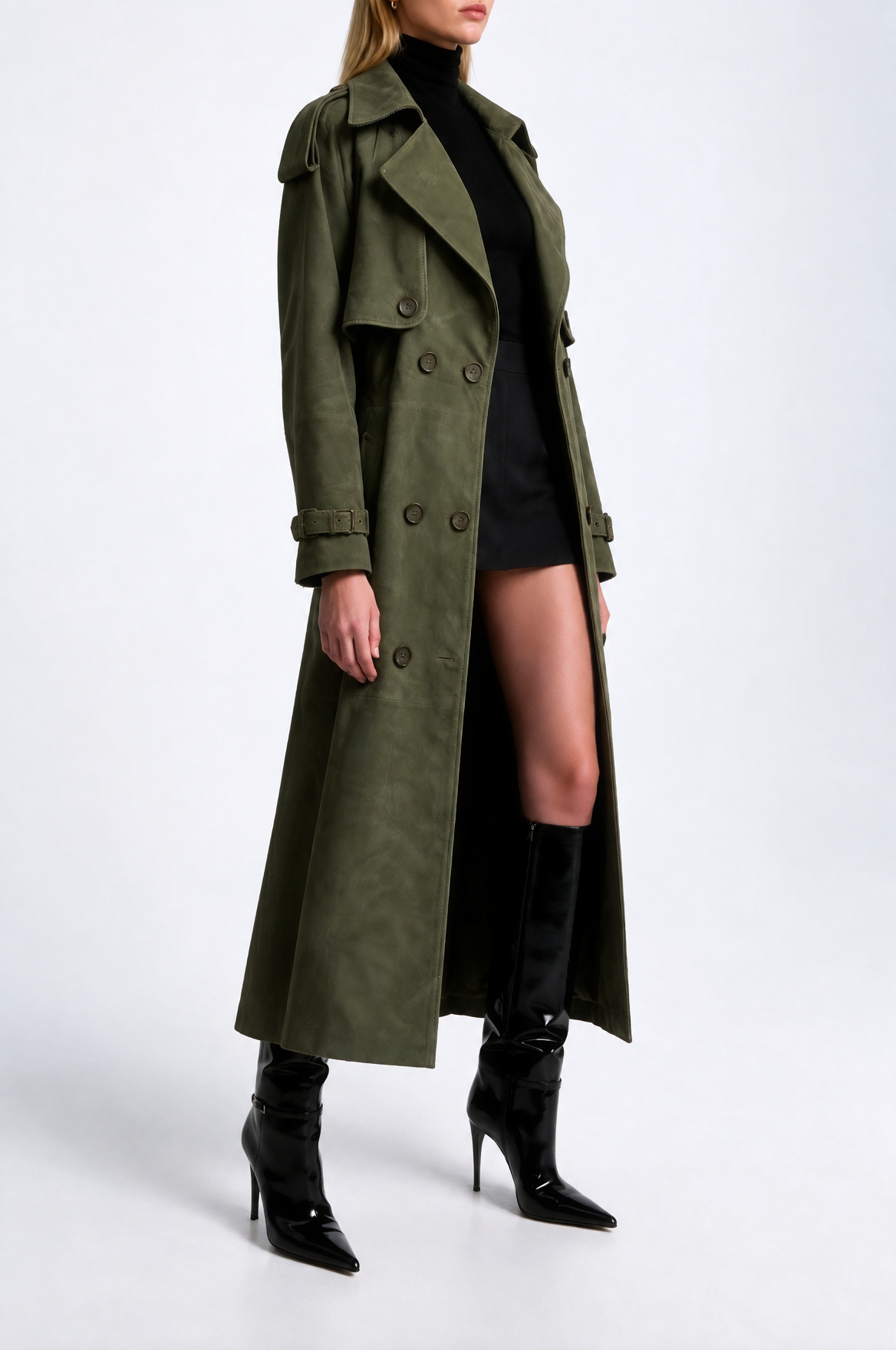 Elara Suede Trench Coat