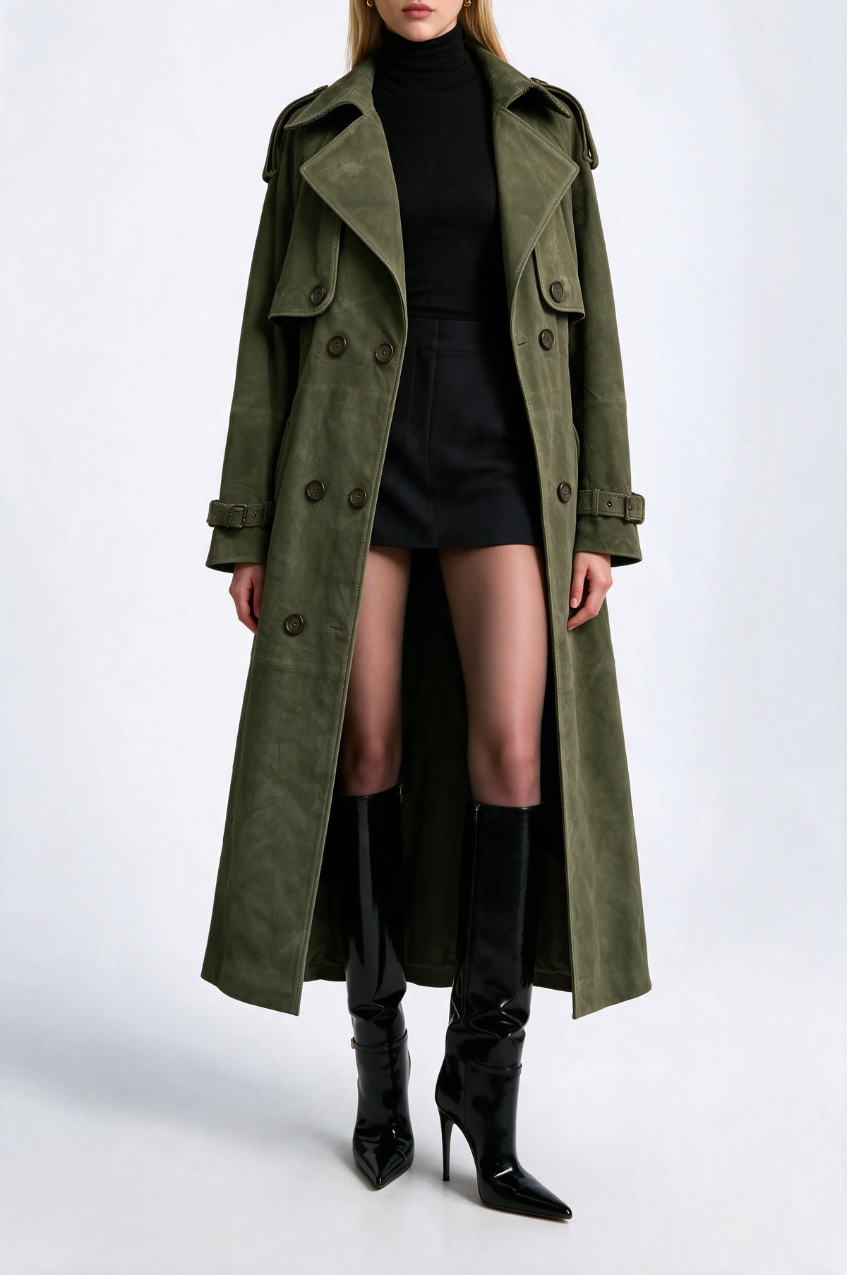 Elara Suede Trench Coat