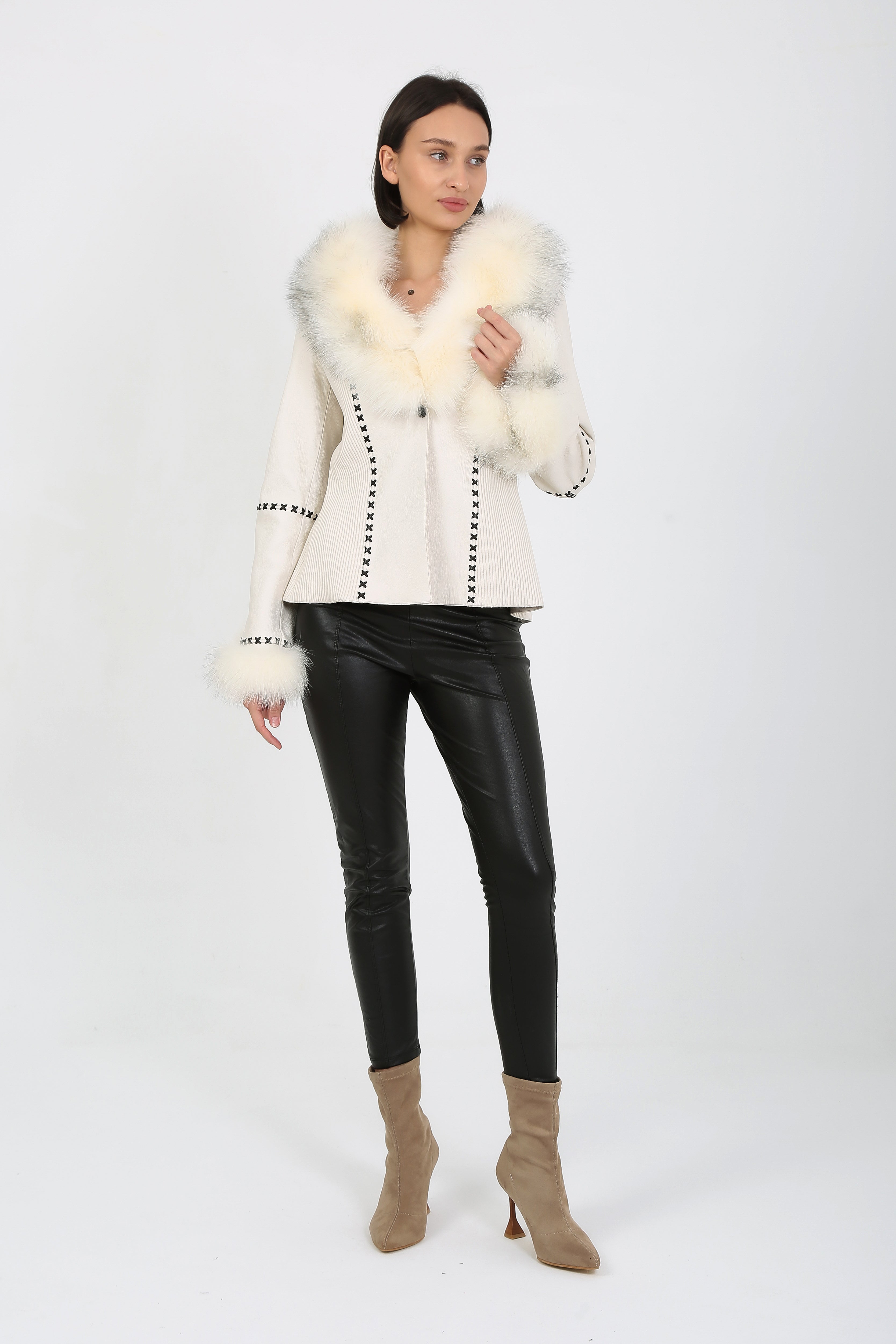 Ivory Majesty Leather Jacket
