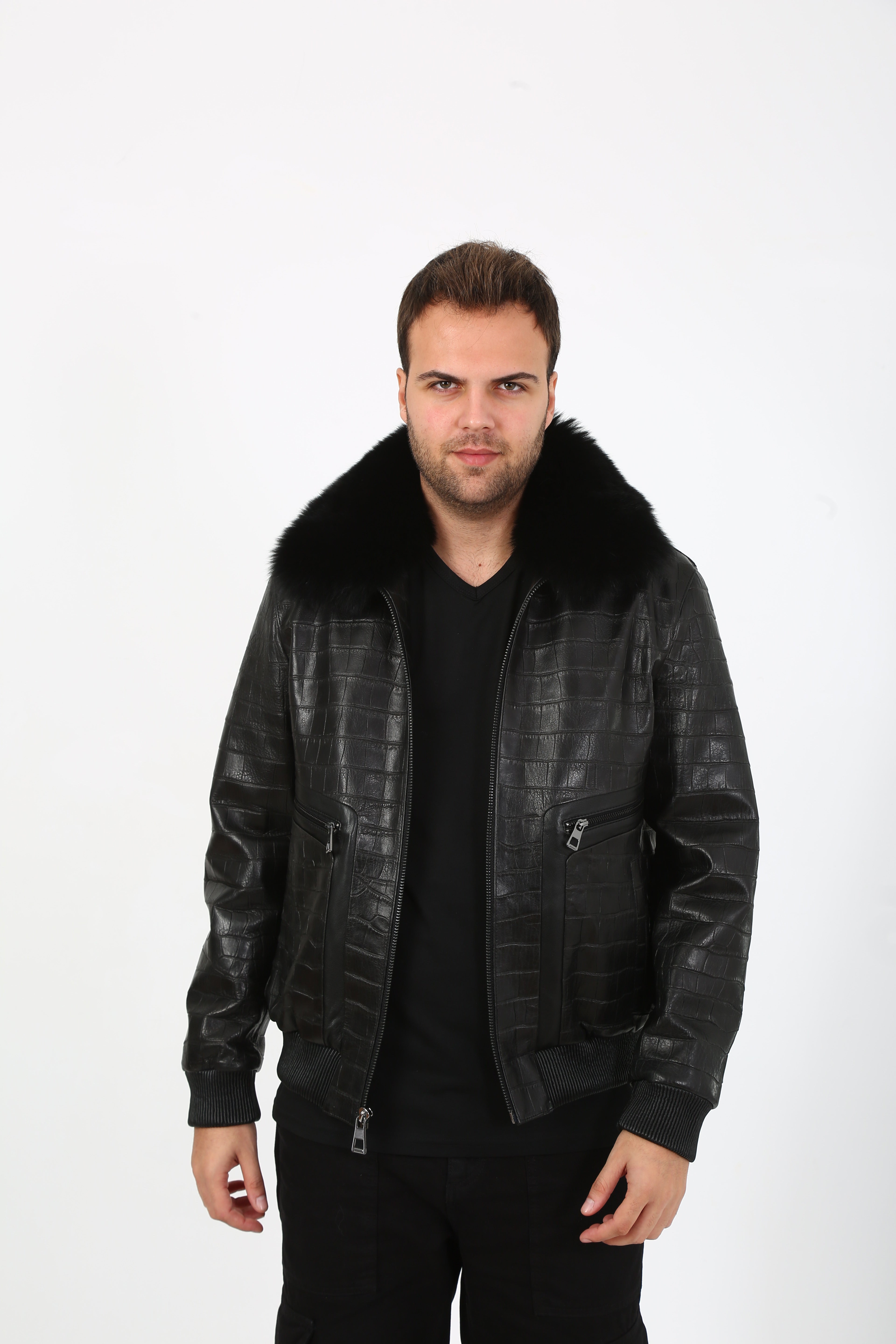 Arctic Luxe Bomber Leather Jacket