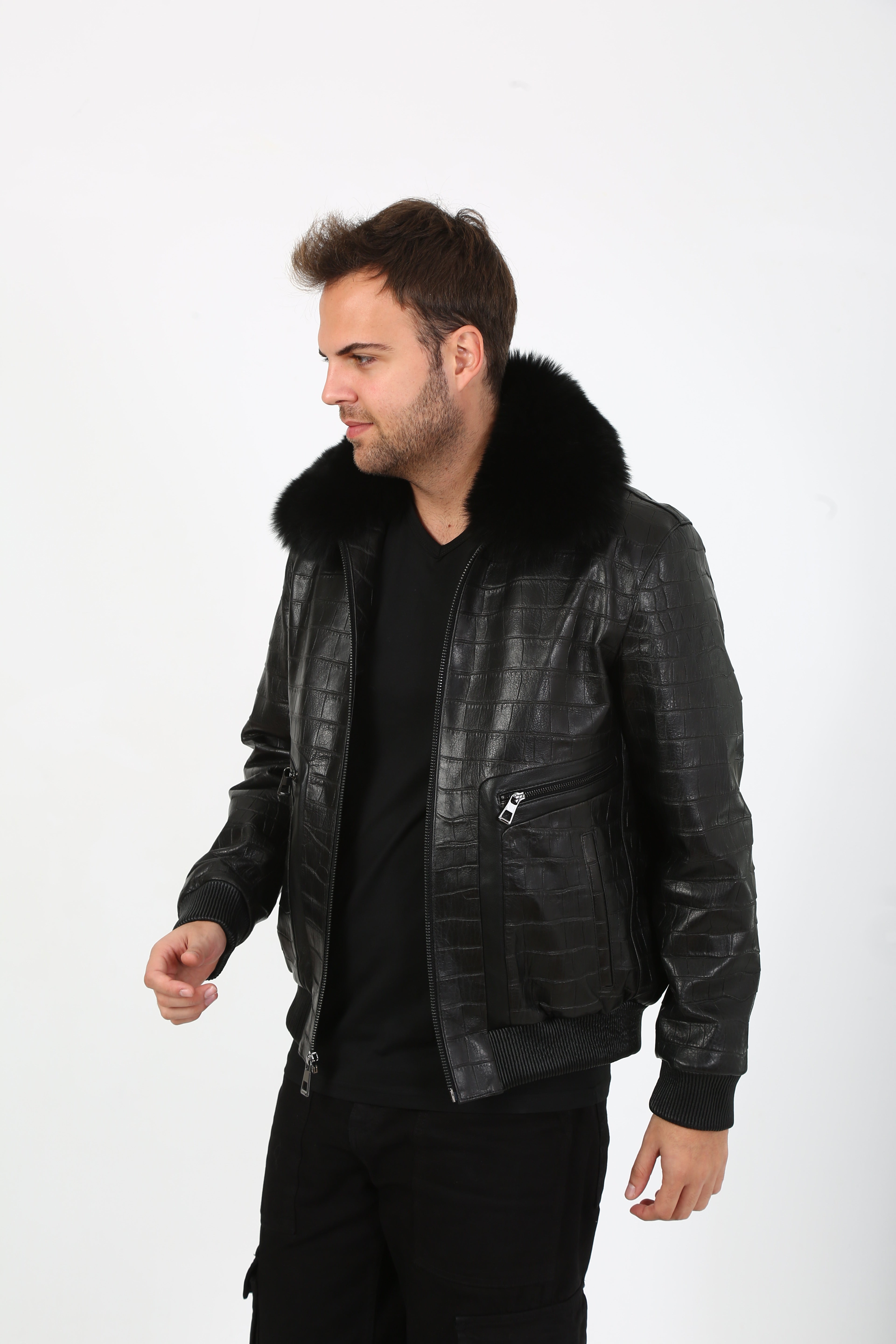 Arctic Luxe Bomber Leather Jacket