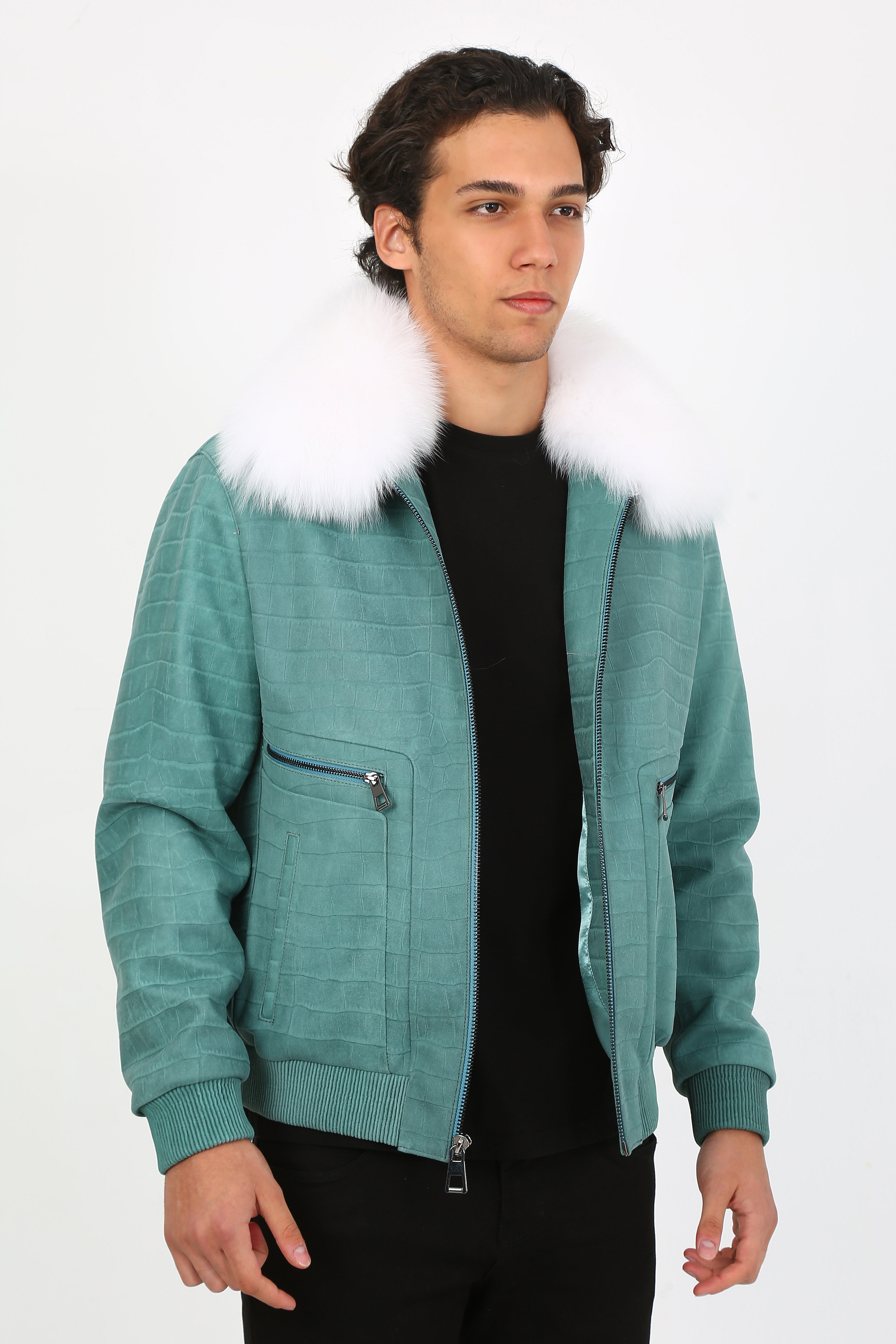 Arctic Luxe Bomber Leather Jacket
