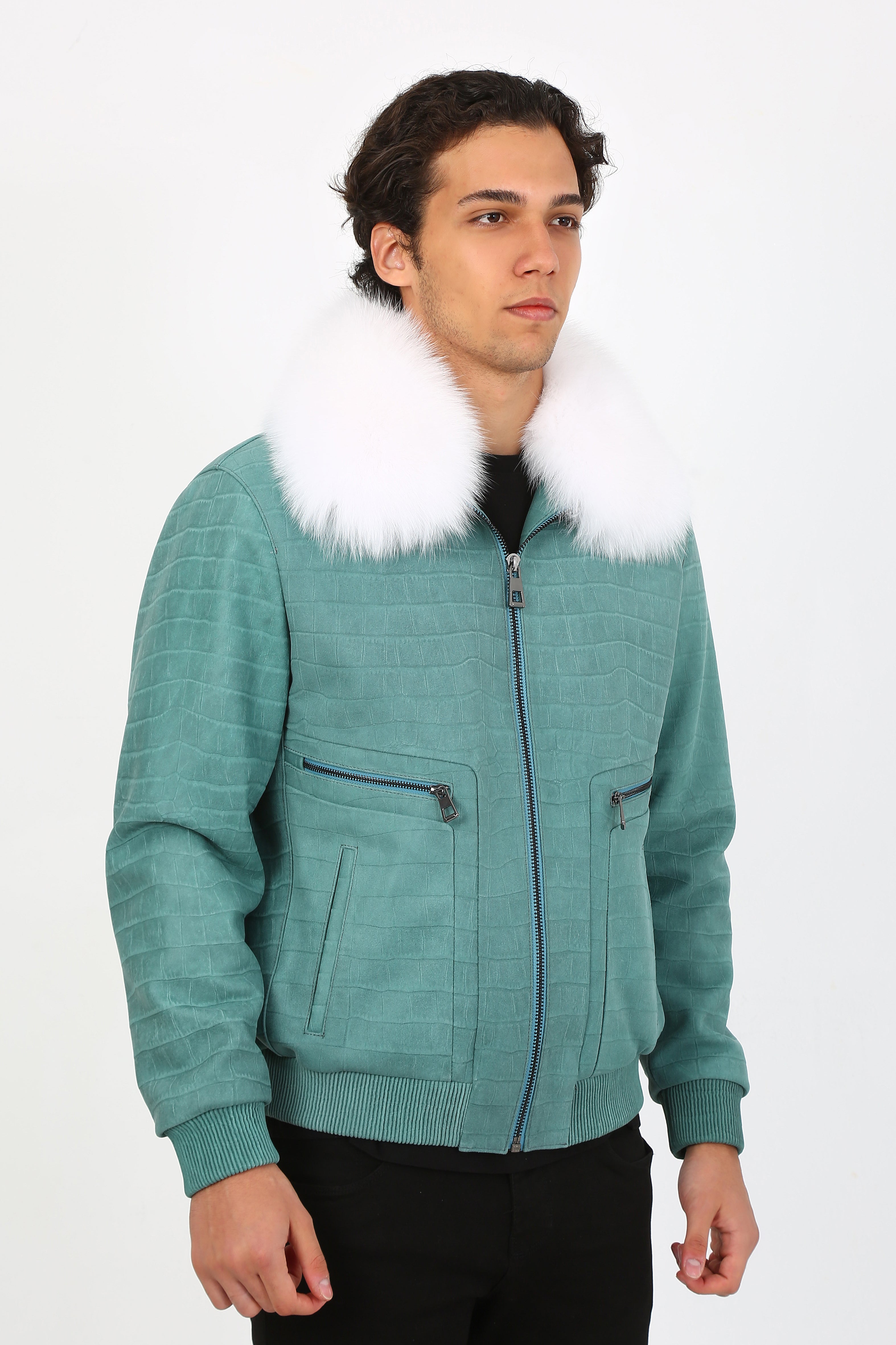 Arctic Luxe Bomber Leather Jacket